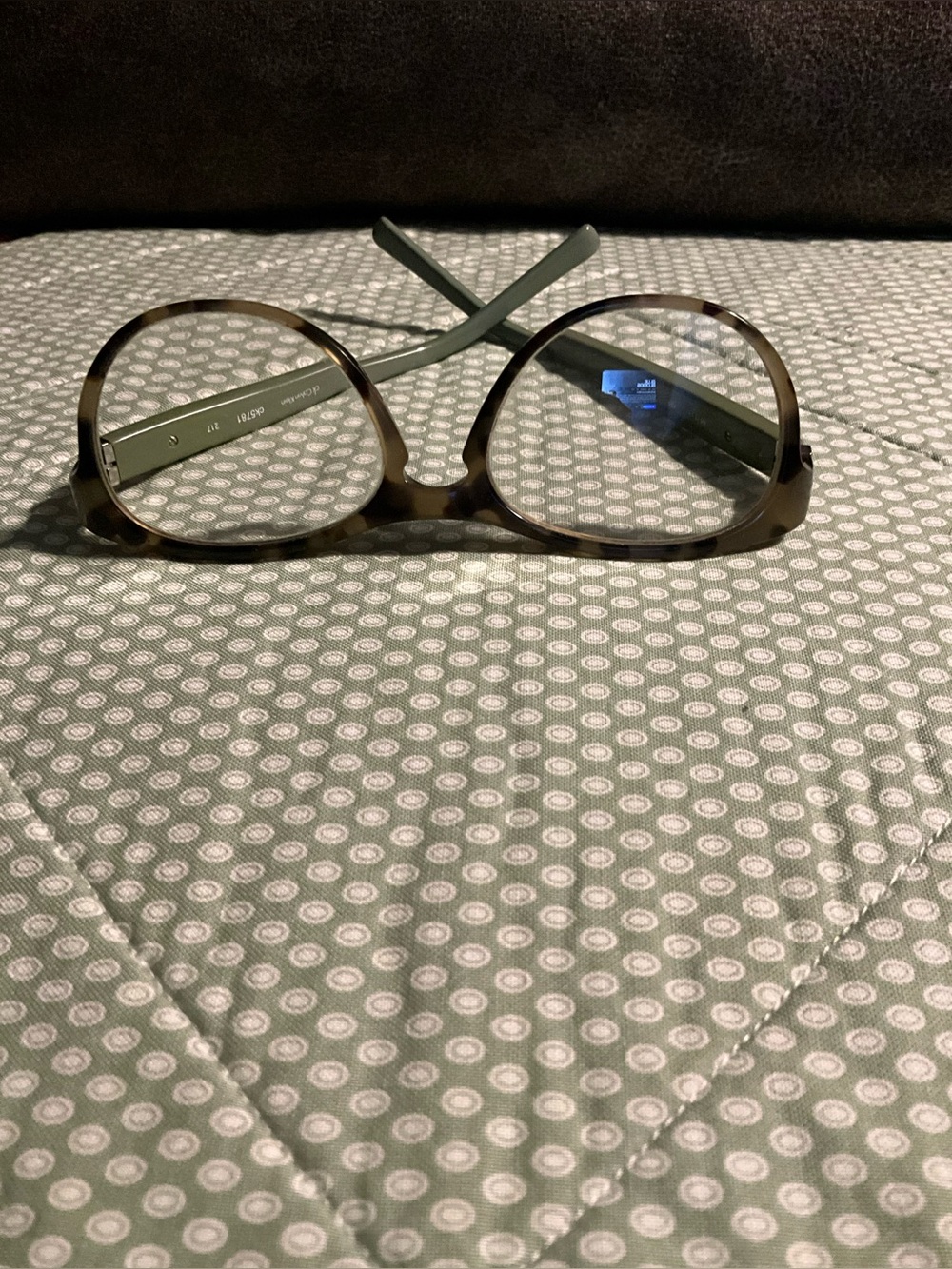 Calvin Klein Brown Tortoiseshell Frames with Olive Green Temples